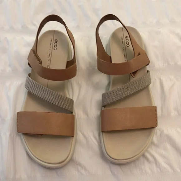 Ecco Flowt Tan and Cream Sandals- size EU 40 (US 9-9.5) - Picture 3 of 9